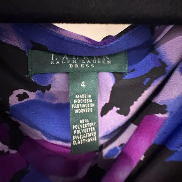 Lauren Ralph Lauren Purple and Black Floral Midi Dress - Picture 3 of 3